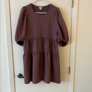 A New Day Quilted Dress in Mauve
